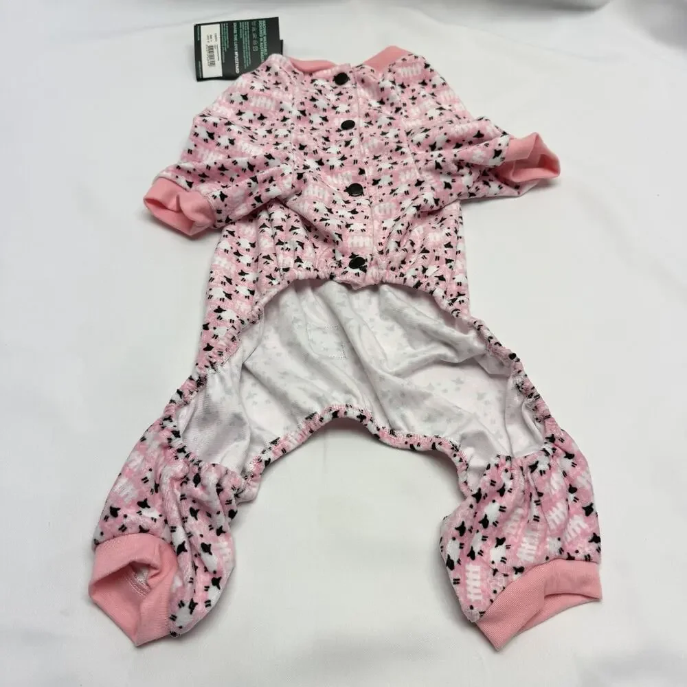 FuzzYard Dog Pajamas Size 4 Counting Sheep Pink Fleece Pet Sleeper NWT
